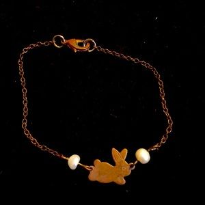 Vintage Bunny Bracelet with seed Pearl embellishments